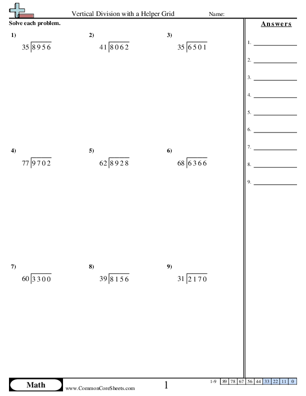 5.nbt.6 Worksheets - 4 ÷ 2 (w/remainder) worksheet