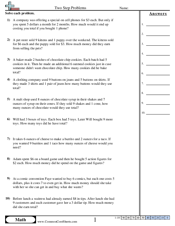 Multistep Worksheets - Multiply then Add worksheet