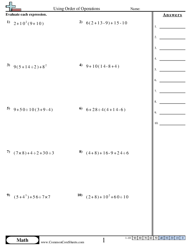 Order of Operations Worksheets | Free - Distance Learning, worksheets ...