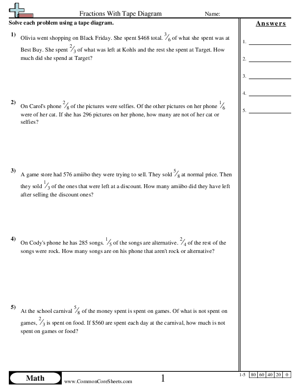 Tape Diagram Worksheets | Free - Distance Learning, worksheets and more ...